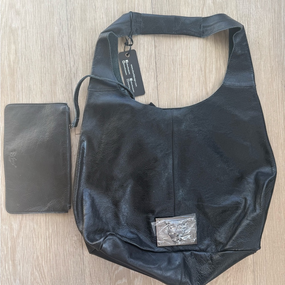 Black Leather Sharif shoulder Bag